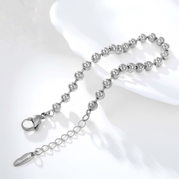 Bead Ball Bracelet | Platinum Plated Silver Luxury Jewelry (5mm beads) - Picture 4 of 12